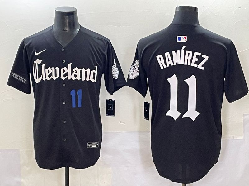 Men 2025 Cleveland Indians #11 Ramirez Black Five generations Joint Name Nike MLB Jersey style 5->cleveland indians->MLB Jersey